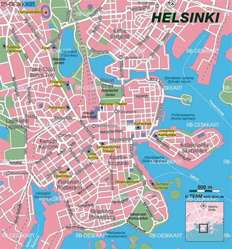 Helsinki Finland Tourist Map Helsinki FInland • mappery Хельсинки