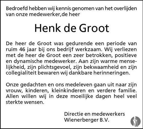 henk de groot overleden