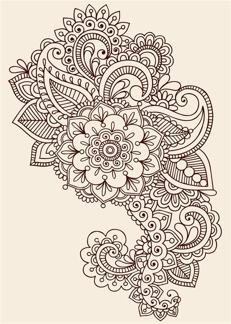 Henna tattoo flower template. Mehndi style. Set of