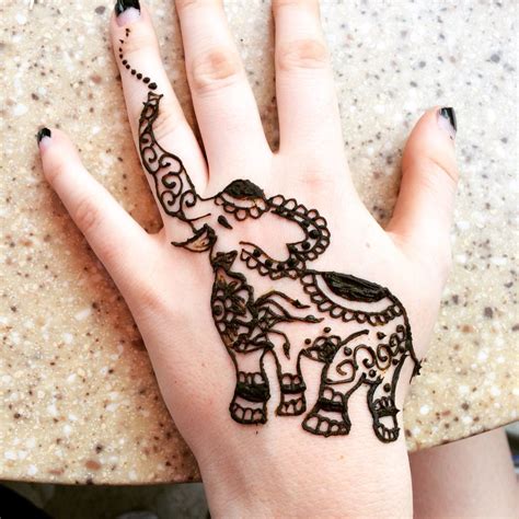 Elephant hand henna done by Allie Anne Simple henna