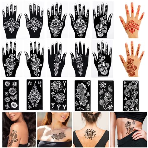 1pair/2Pcs Professional Henna Stencil Temporary Hand