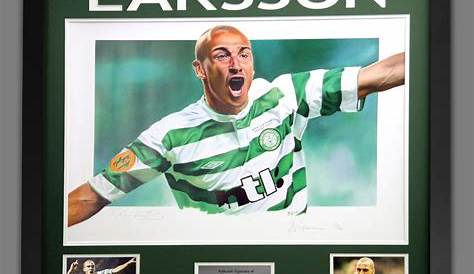 Henrik Larsson Signed Photo with Celtic FC Football Shirt Framed