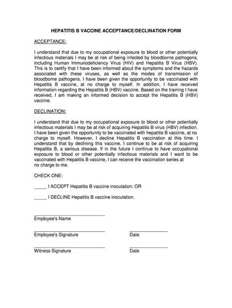 hep b declination form template