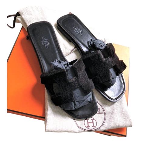 hermes fur oran sandals