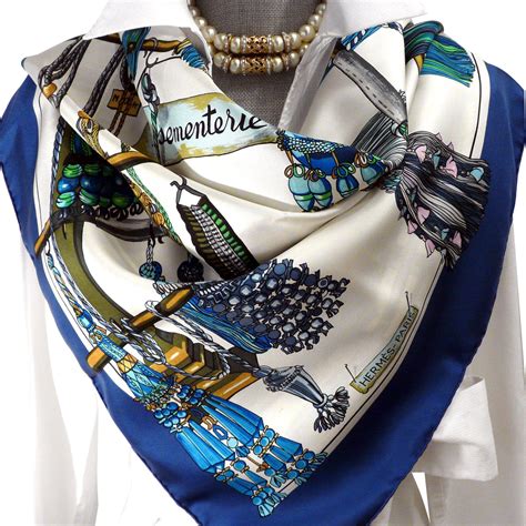 hermes scarf blue and white