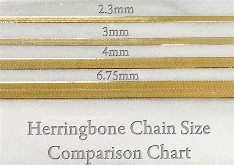 Herringbone Chain Size Chart