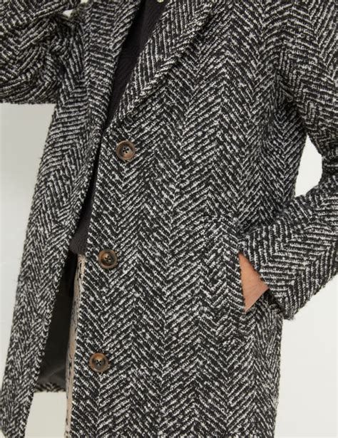 Herringbone Pattern Coat Womens