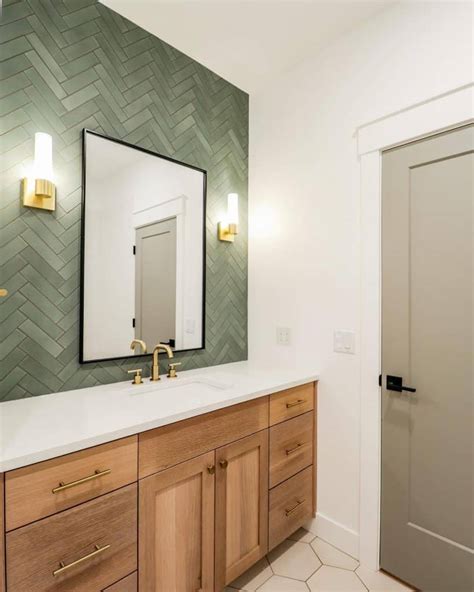 Herringbone Vanity Backsplash