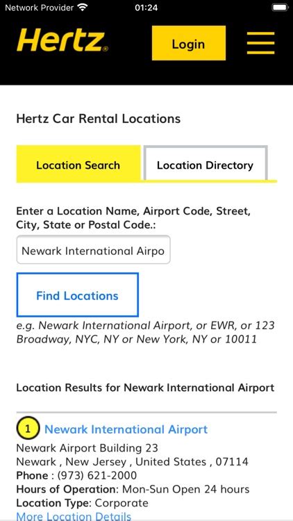 hertz rental car official site