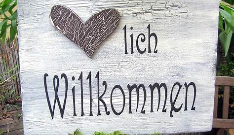 Herzlich Willkommen Text Schild Blumen - Lizenzfreies Foto - #7634916