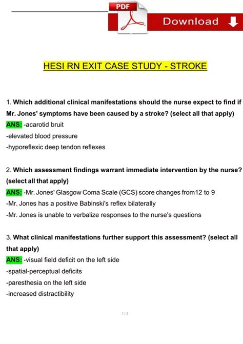 hesi case study stroke