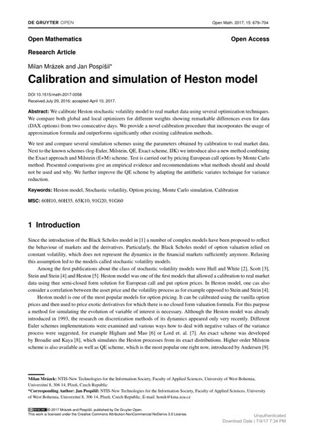 Heston Model Calibration Pdf