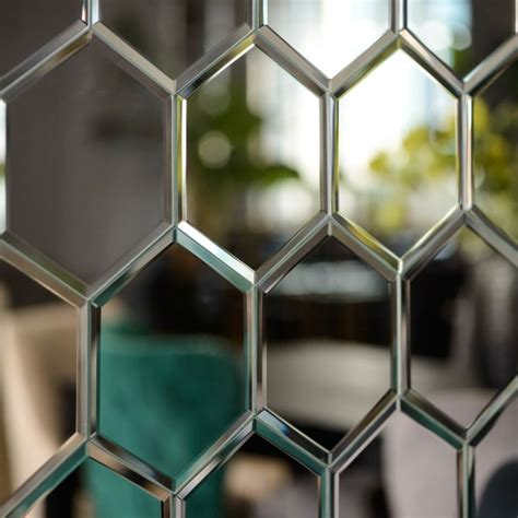 Hexagonal Silver Mirrored Bevelled Wall Tiles