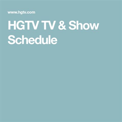 hgtv tv schedule for january 2021