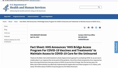 hhs bridge program covid vaccine