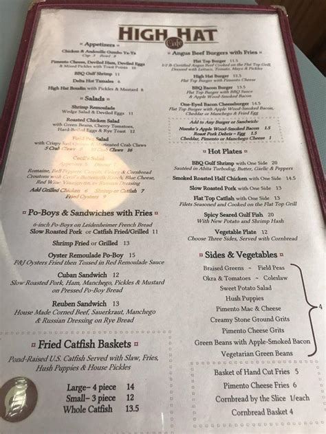 Hi Hat Cafe Menu