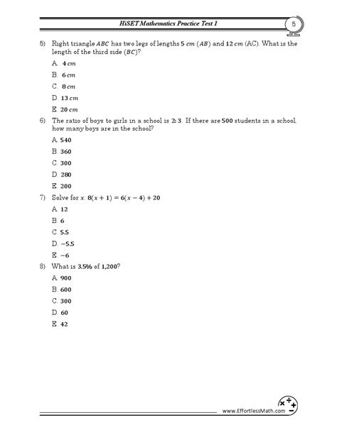 Hi Set Printable Practice Test