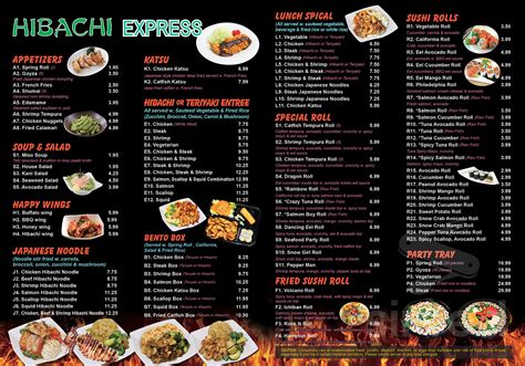hibachi express menu near me