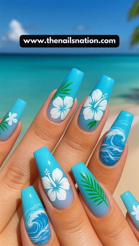 Hibiscus Flower Nails