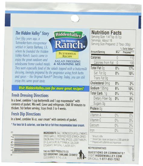 Hidden Valley Ranch Dressing Packet Instructions