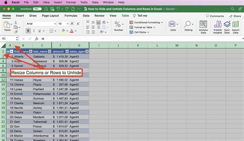 Hide Columns In Numbers