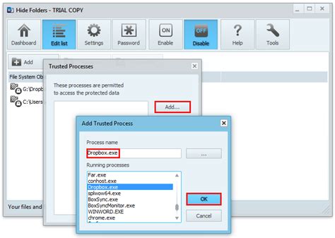 Hide Folders Dropbox