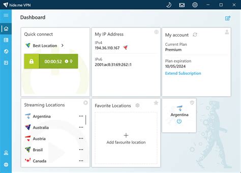 Hide.me interface
