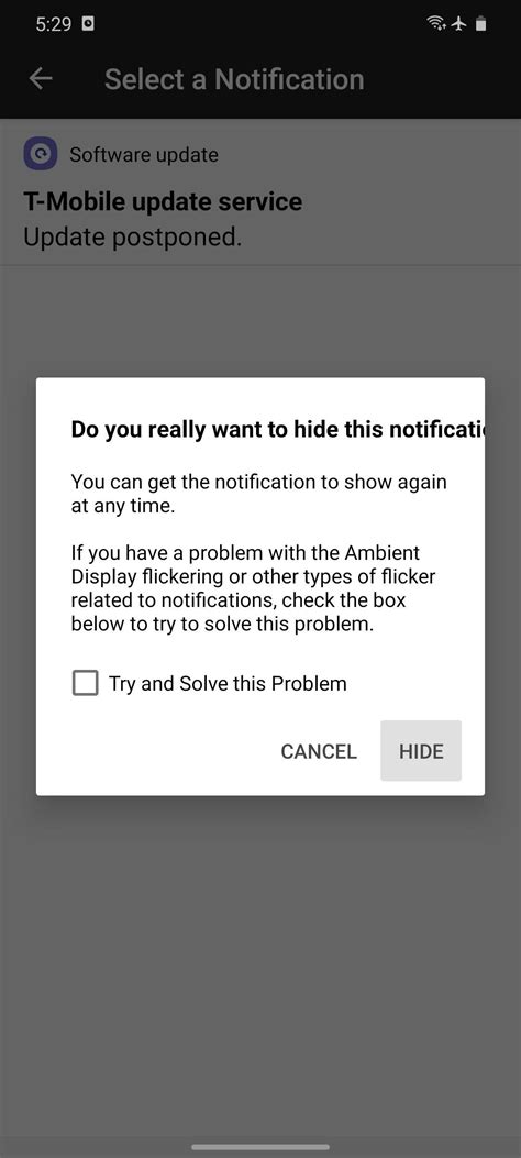 hide software update notification android
