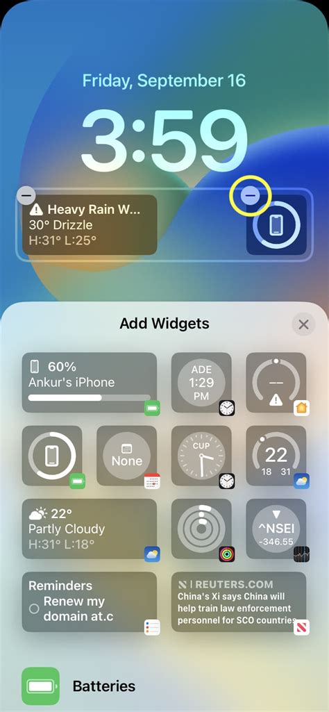 hide widgets on lock screen