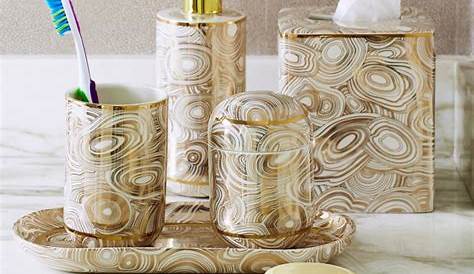 Spa Bamboo 7-Piece Ceramic/Bamboo Bath Accessory Set in White/Tan/Brown