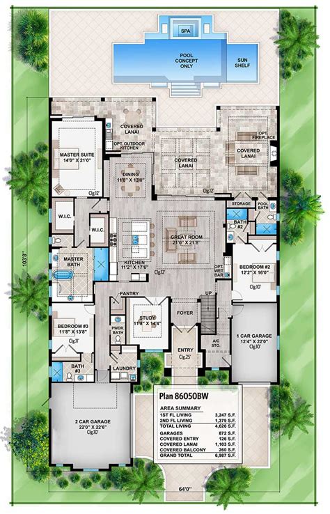 HighEnd Florida House Plan 86050BW Architectural Designs House Plans