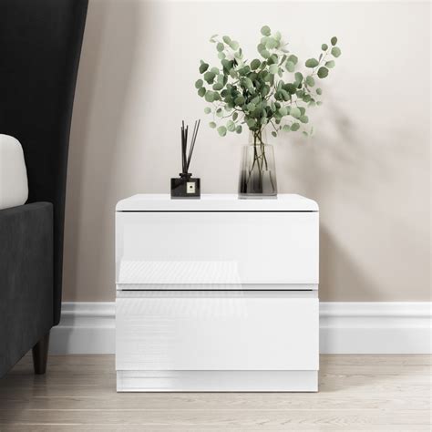 High Bedside Table White