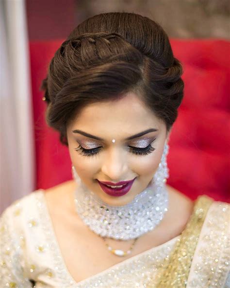 Unique High Bun Hairstyle For Indian Wedding With Simple Style