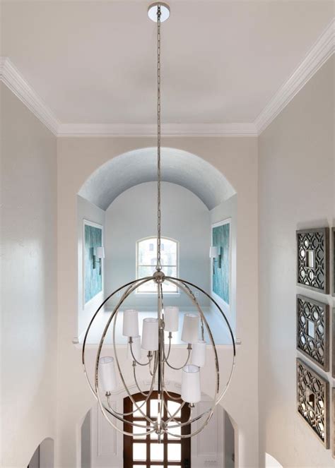 high ceiling entryway lighting