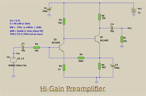 High Gain Mic Preamp Circuit