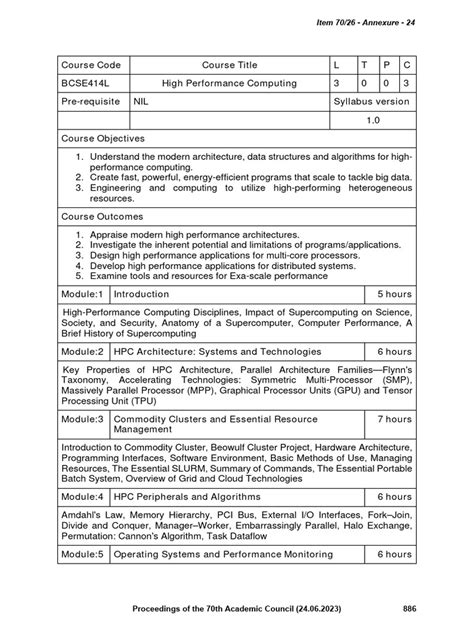 high performance computing course syllabus