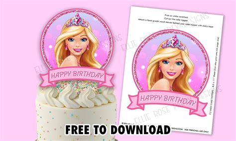 High Resolution Printable Barbie Cake Topper