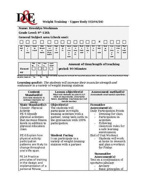 High School Pe Weight Training Program