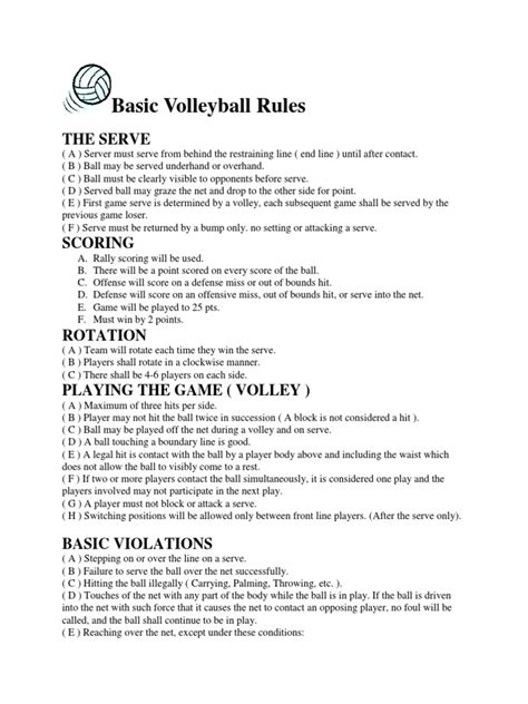 high school volleyball rules and regulations