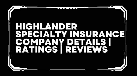 Highlander Specialty Insurance Company Details