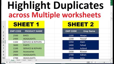 Highlight Duplicates Between Two Sheets