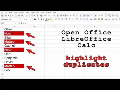 Highlight Duplicates Libreoffice