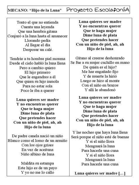 hijo de la luna letra