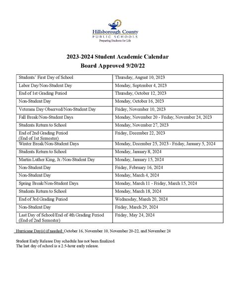Hillsborough County Schools Calendar 24-25