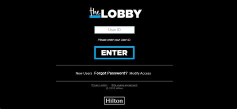 hilton lobby university log in