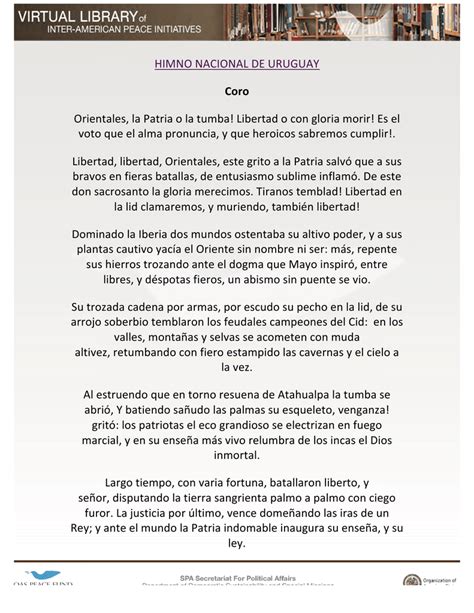 himno nacional uruguayo letra pdf