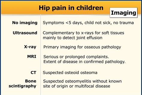 hip pain in a child differential diagnosis