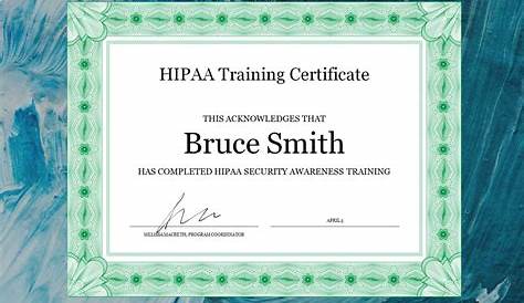 Hipaa Certification Template HIPAA Certificate