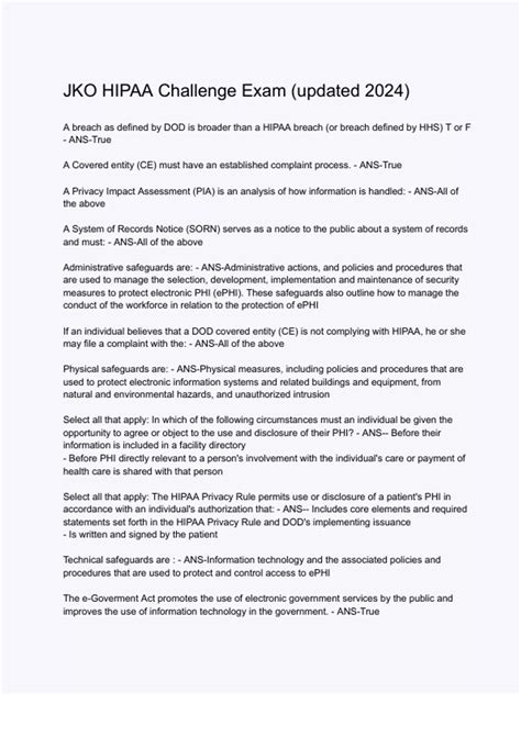 hipaa challenge exam jko