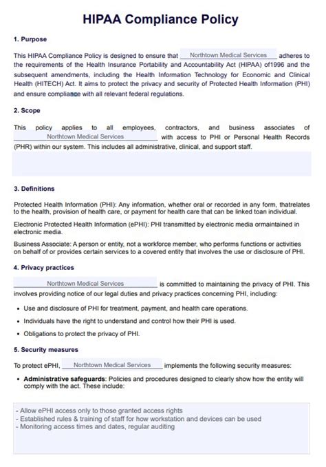 hipaa documentation availability policy template